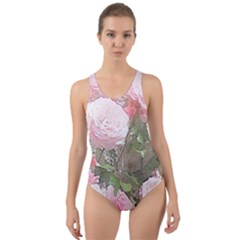 Flowers Roses Art Abstract Nature Cut-out Back One Piece Swimsuit