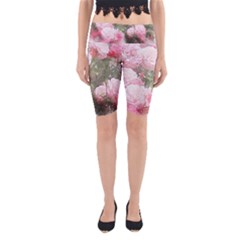 Flowers Roses Art Abstract Nature Yoga Cropped Leggings by Celenk