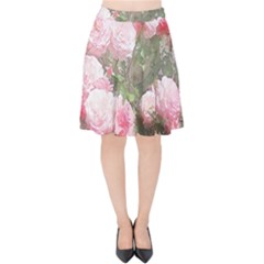 Flowers Roses Art Abstract Nature Velvet High Waist Skirt by Celenk