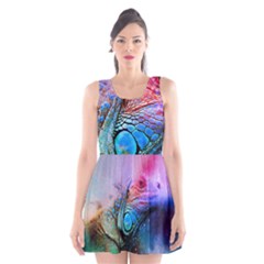 Lizard Reptile Art Abstract Animal Scoop Neck Skater Dress by Celenk