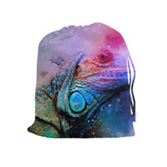 Lizard Reptile Art Abstract Animal Drawstring Pouches (extra Large) by Celenk