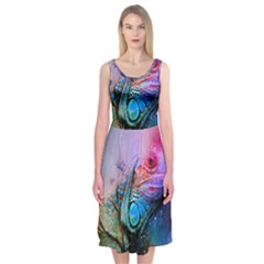 Lizard Reptile Art Abstract Animal Midi Sleeveless Dress by Celenk