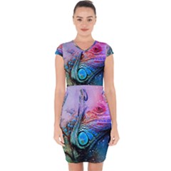 Lizard Reptile Art Abstract Animal Capsleeve Drawstring Dress  by Celenk