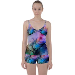 Lizard Reptile Art Abstract Animal Tie Front Two Piece Tankini by Celenk