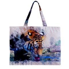 Tiger Drink Animal Art Abstract Zipper Mini Tote Bag by Celenk