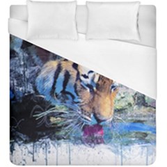 Tiger Drink Animal Art Abstract Duvet Cover (king Size) by Celenk