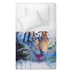 Tiger Drink Animal Art Abstract Duvet Cover (single Size) by Celenk