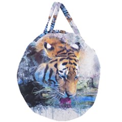 Tiger Drink Animal Art Abstract Giant Round Zipper Tote by Celenk