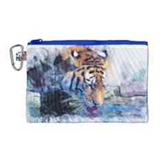 Tiger Drink Animal Art Abstract Canvas Cosmetic Bag (large)