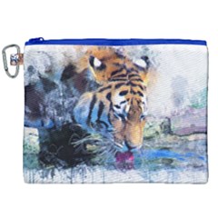 Tiger Drink Animal Art Abstract Canvas Cosmetic Bag (xxl)