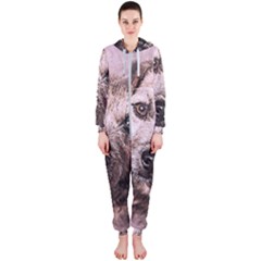 Dog Pet Terrier Art Abstract Hooded Jumpsuit (ladies)  by Celenk