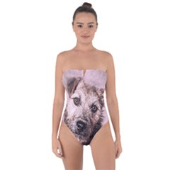 Dog Pet Terrier Art Abstract Tie Back One Piece Swimsuit by Celenk