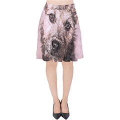 Dog Pet Terrier Art Abstract Velvet High Waist Skirt