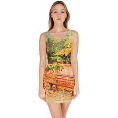 Tree Park Bench Art Abstract Bodycon Dress by Celenk