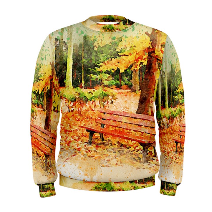 Tree Park Bench Art Abstract Men s Sweatshirt