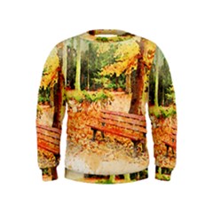 Tree Park Bench Art Abstract Kids  Sweatshirt by Celenk