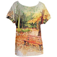 Tree Park Bench Art Abstract Women s Oversized Tee by Celenk