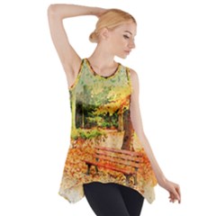 Tree Park Bench Art Abstract Side Drop Tank Tunic by Celenk