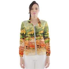 Tree Park Bench Art Abstract Wind Breaker (women) by Celenk