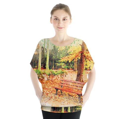 Tree Park Bench Art Abstract Blouse by Celenk