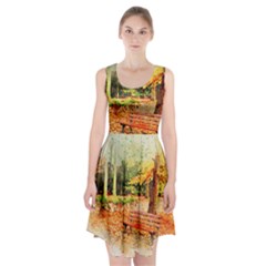 Tree Park Bench Art Abstract Racerback Midi Dress by Celenk