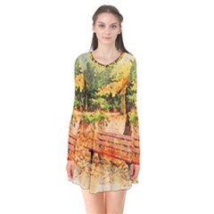 Tree Park Bench Art Abstract Flare Dress by Celenk