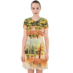 Tree Park Bench Art Abstract Adorable In Chiffon Dress by Celenk