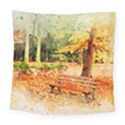 Tree Park Bench Art Abstract Square Tapestry (Large) View1