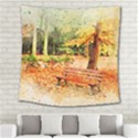 Tree Park Bench Art Abstract Square Tapestry (Large) View2