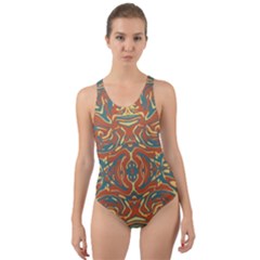 Multicolored Abstract Ornate Pattern Cut-out Back One Piece Swimsuit by dflcprints