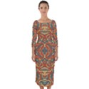 Multicolored Abstract Ornate Pattern Quarter Sleeve Midi Bodycon Dress View1