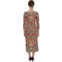 Multicolored Abstract Ornate Pattern Quarter Sleeve Midi Bodycon Dress View2