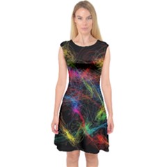 Background Light Glow Abstract Art Capsleeve Midi Dress by Celenk