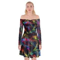 Background Light Glow Abstract Art Off Shoulder Skater Dress by Celenk