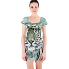 Tiger Cat Art Abstract Vintage Short Sleeve Bodycon Dress by Celenk