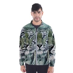 Tiger Cat Art Abstract Vintage Wind Breaker (men) by Celenk