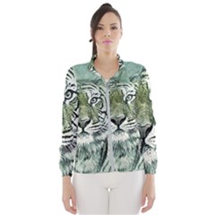 Tiger Cat Art Abstract Vintage Wind Breaker (women) by Celenk