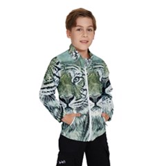 Tiger Cat Art Abstract Vintage Wind Breaker (kids) by Celenk