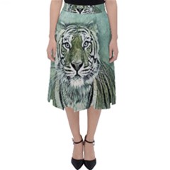 Tiger Cat Art Abstract Vintage Folding Skater Skirt