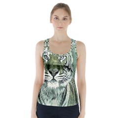 Tiger Cat Art Abstract Vintage Racer Back Sports Top by Celenk