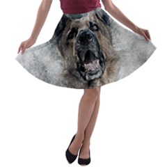 Dog Pet Art Abstract Vintage A-line Skater Skirt by Celenk