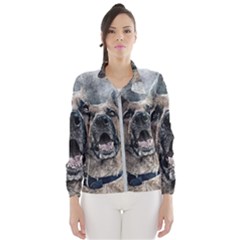 Dog Pet Art Abstract Vintage Wind Breaker (women) by Celenk