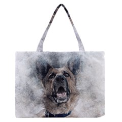 Dog Pet Art Abstract Vintage Zipper Medium Tote Bag by Celenk