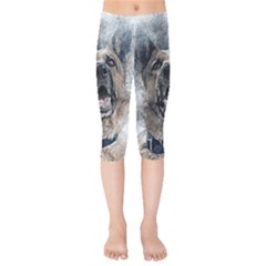 Dog Pet Art Abstract Vintage Kids  Capri Leggings 