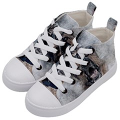 Dog Pet Art Abstract Vintage Kid s Mid-top Canvas Sneakers