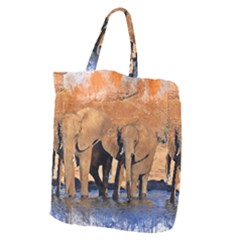 Elephants Animal Art Abstract Giant Grocery Zipper Tote by Celenk