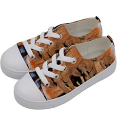 Elephants Animal Art Abstract Kids  Low Top Canvas Sneakers by Celenk