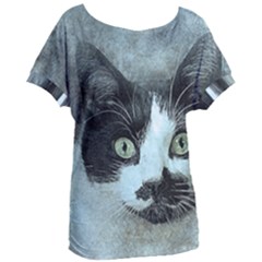 Cat Pet Art Abstract Vintage Women s Oversized Tee