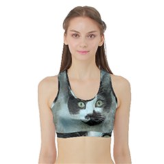 Cat Pet Art Abstract Vintage Sports Bra With Border by Celenk