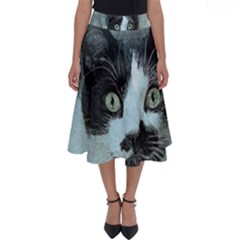 Cat Pet Art Abstract Vintage Perfect Length Midi Skirt by Celenk